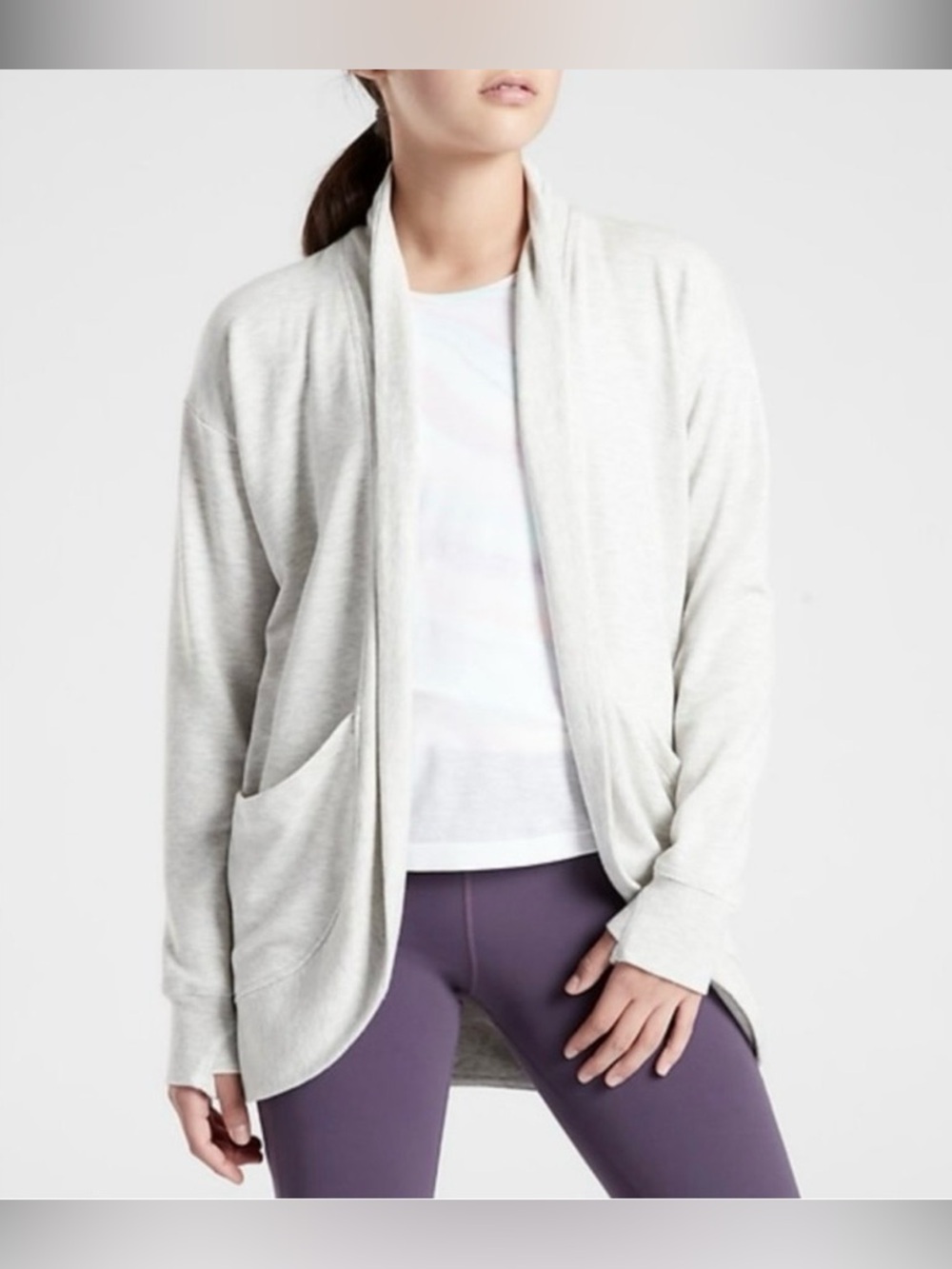 Athleta Girl Wrap n-Roll Heather Gray Sweatshirt Cardigan Girl's Size XXL (16)